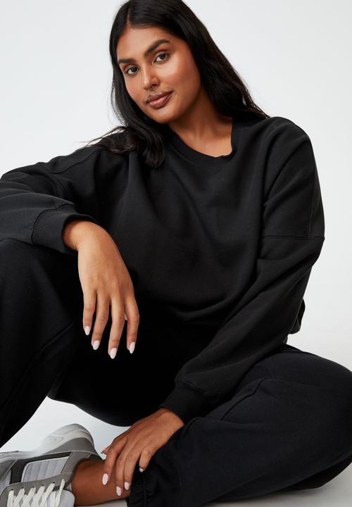 Cotton On - Curve classic high waist track pant - black