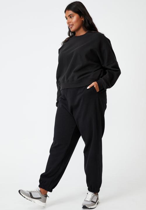 Cotton On - Curve classic high waist track pant - black