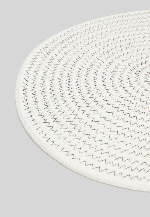Sixth Floor - Rope stitch placemat set of 4 - white & black