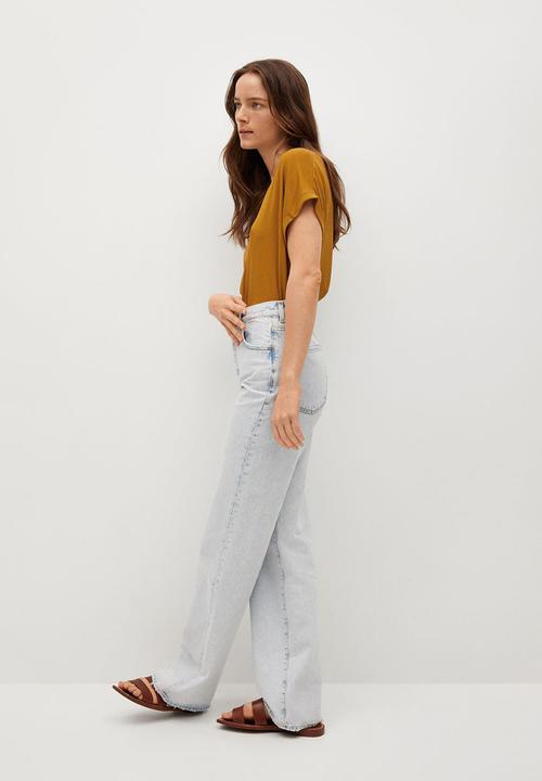 MANGO - T-shirt vispi - brown