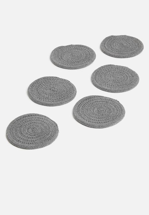Sixth Floor - Rope coaster set of 6 - charcoal