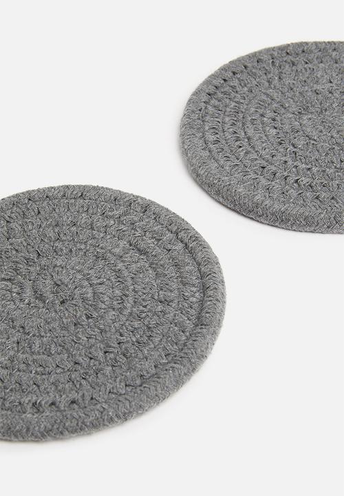 Sixth Floor - Rope coaster set of 6 - charcoal