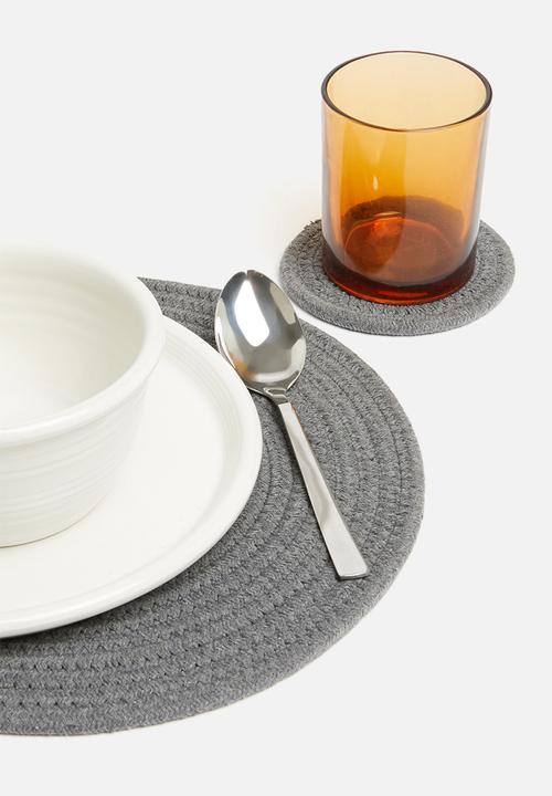 Sixth Floor - Rope coaster set of 6 - charcoal
