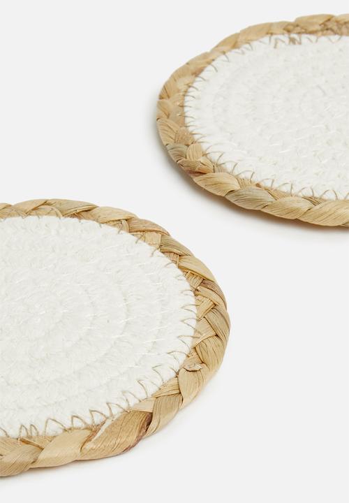 Sixth Floor - Rope combo coaster set of 6 - white & natural