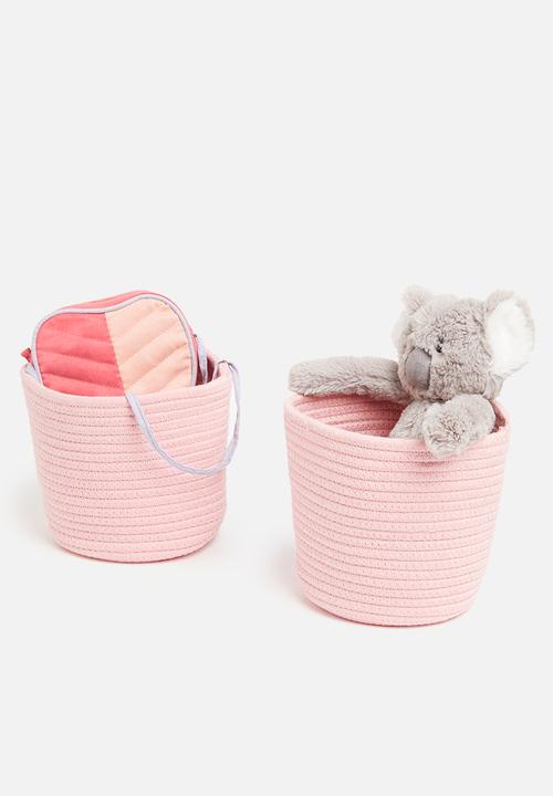 Sixth Floor - Cotton rope nursery organizer set of 2 - pink 