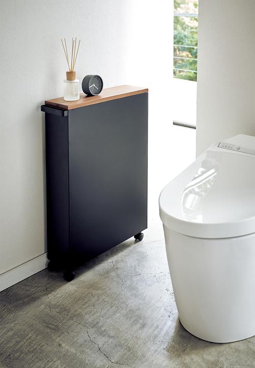 Yamazaki - Tower semi-closed storage cart - black