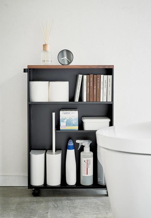 Yamazaki - Tower semi-closed storage cart - black