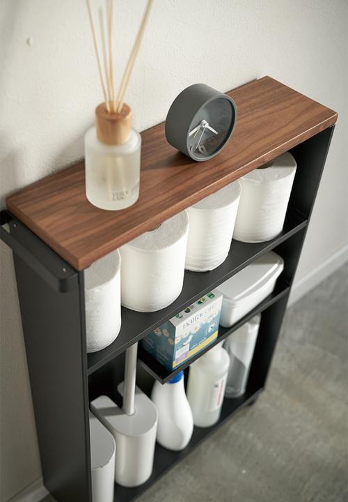 Yamazaki - Tower semi-closed storage cart - black