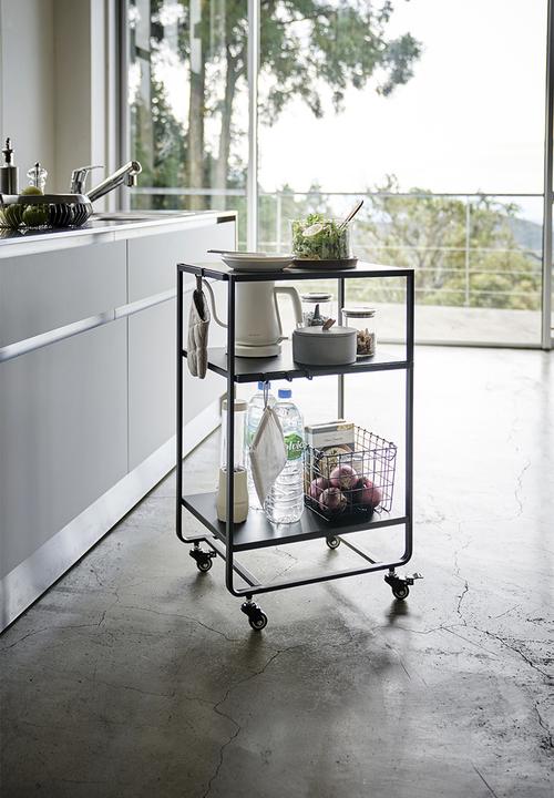 Yamazaki - Tower 3-tiered wagon with handle - black
