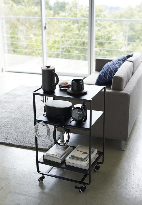 Yamazaki - Tower 3-tiered wagon with handle - black
