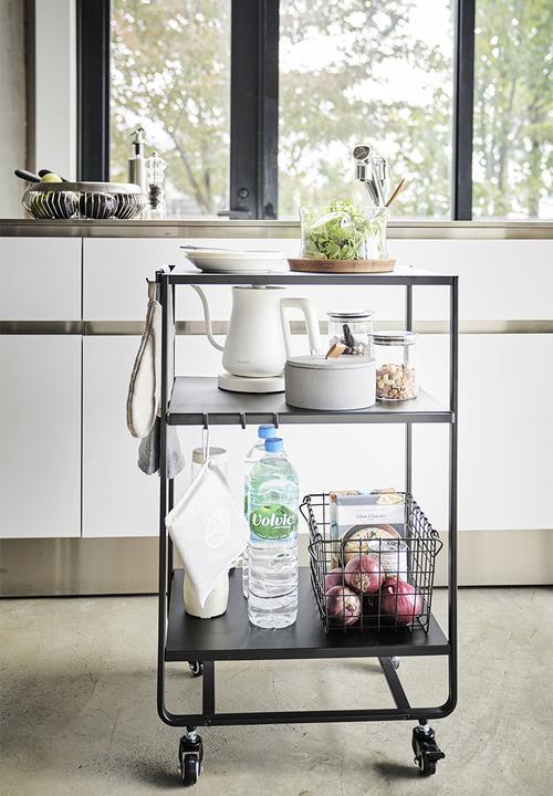 Yamazaki - Tower 3-tiered wagon with handle - black