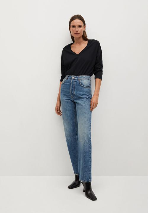 MANGO - T-shirt sacov - black
