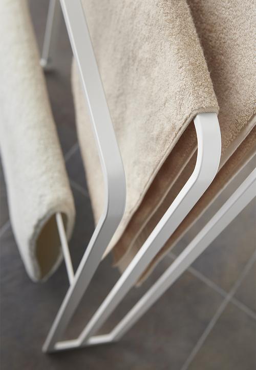 Yamazaki - Tower bath towel hanger with 3 bars - white