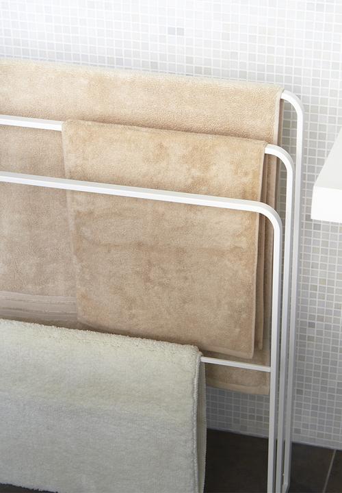 Yamazaki - Tower bath towel hanger with 3 bars - white