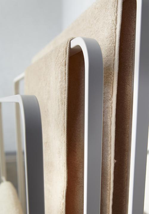 Yamazaki - Tower bath towel hanger with 3 bars - white