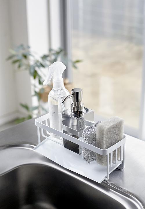 Yamazaki - Tower sponge & bottle holder with drainer - white