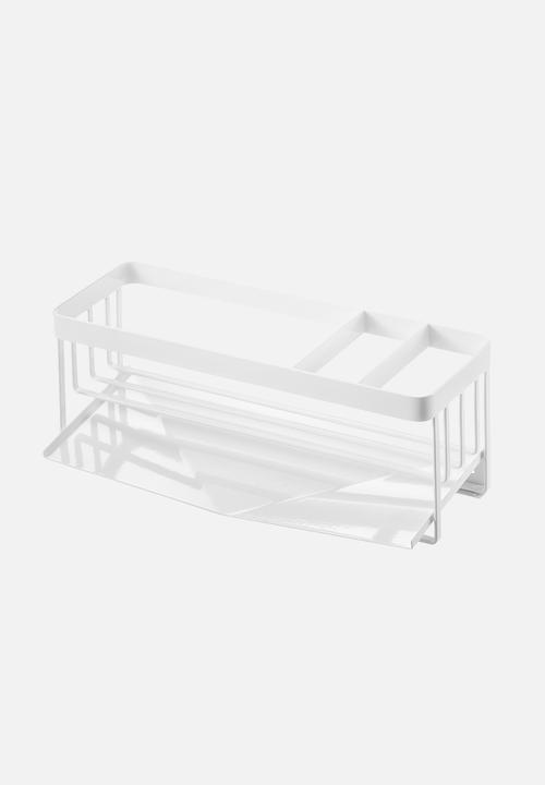 Yamazaki - Tower sponge & bottle holder with drainer - white