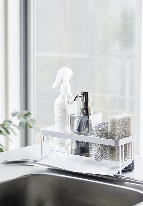 Yamazaki - Tower sponge & bottle holder with drainer - white