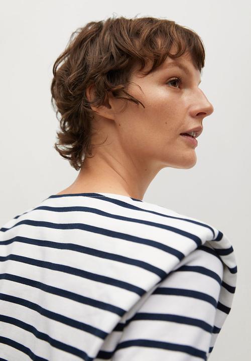MANGO - T-shirt marini - white & navy