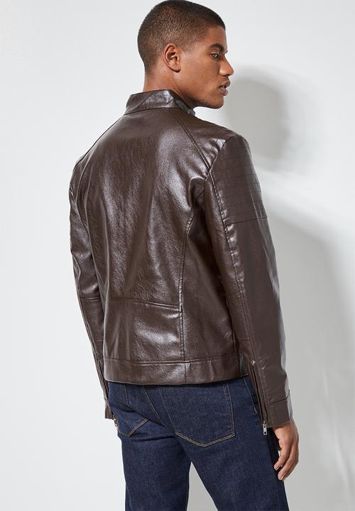 Superbalist - Jax pu biker jacket - brown