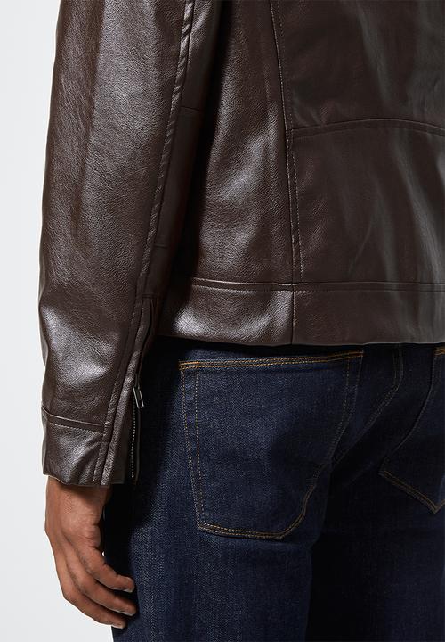 Superbalist - Jax pu biker jacket - brown