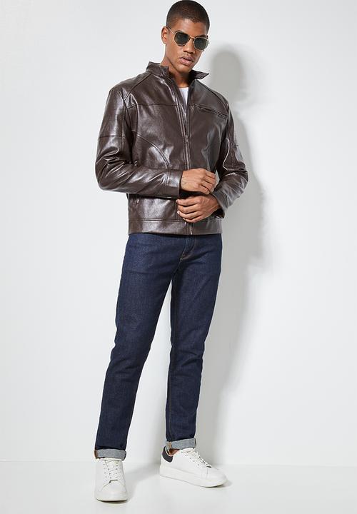 Superbalist - Jax pu biker jacket - brown