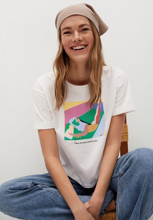 MANGO - T-shirt pswoman1 - white