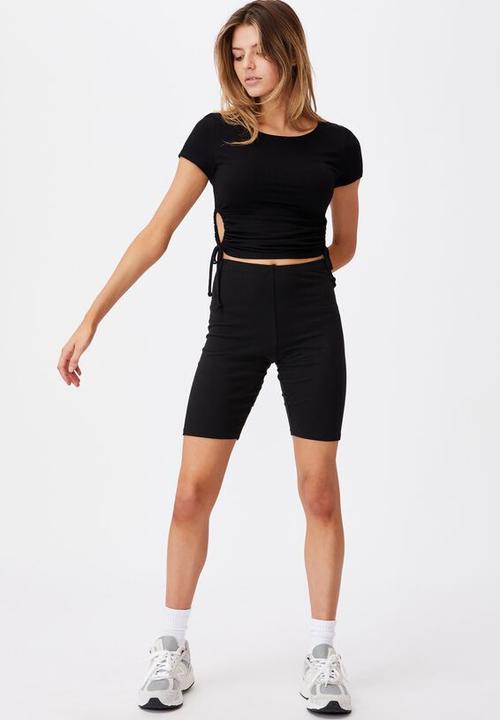 Factorie - Short sleeve cut out top - black