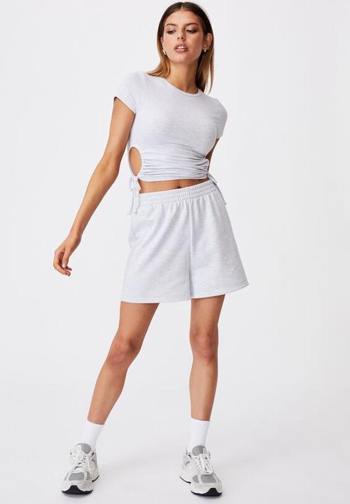 Factorie - Short sleeve cut out top - silver marle