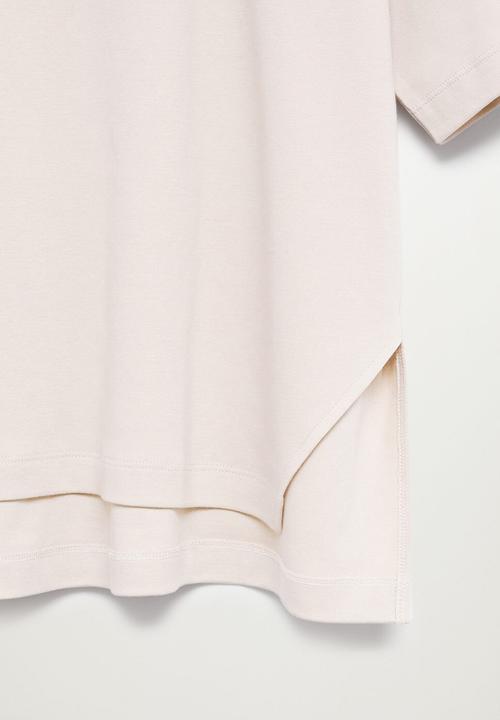MANGO - T-shirt sita - beige