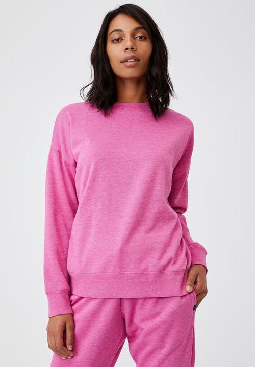 Cotton On - Lifestyle long sleeve crew top - raspberry