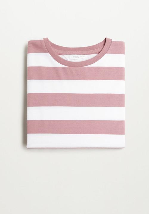 MANGO - Stripes long sleeve crop top - pink