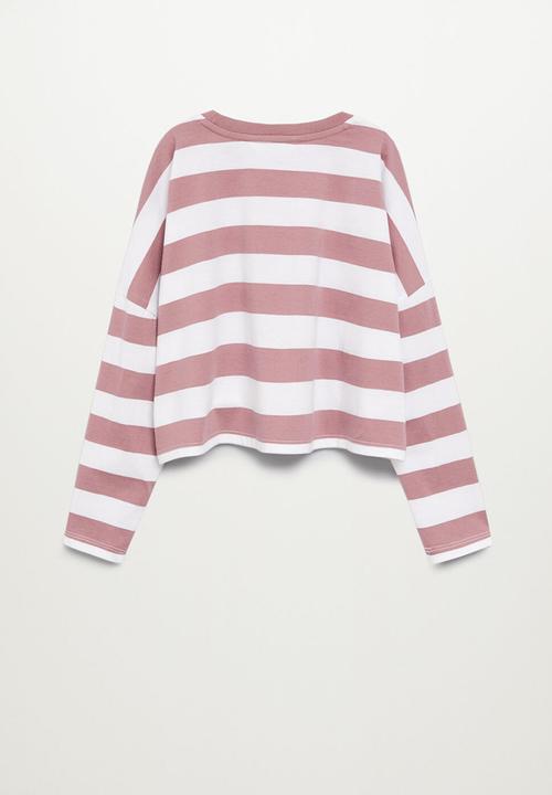 MANGO - Stripes long sleeve crop top - pink