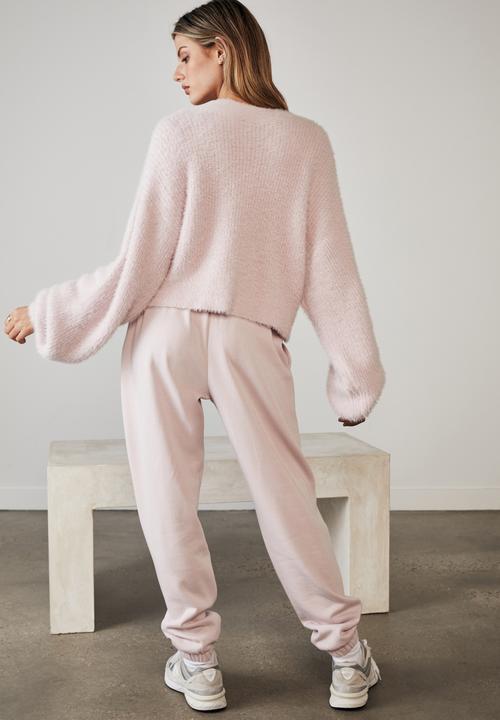 Factorie - Fluffy knit boxy crop cardi - lilac snow