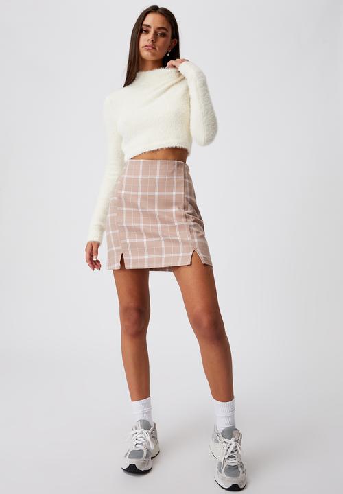 Factorie - Fluffy knit tie back top - ivory