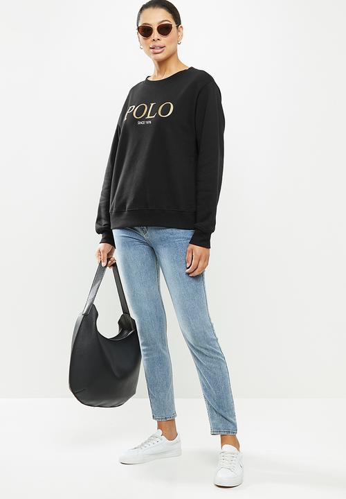 POLO - Ashton long sleeve logo sweater - black