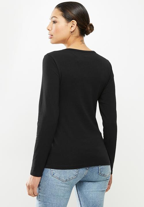 POLO - Tffany long sleeve exclusive rhinestone T-shirt - black