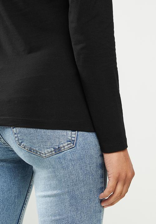 POLO - Tffany long sleeve exclusive rhinestone T-shirt - black