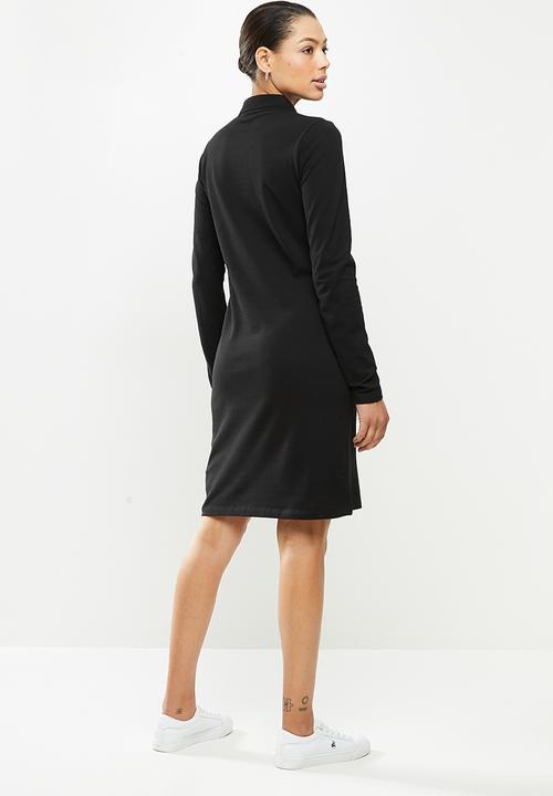 POLO - Renni exclusive long sleeve rhinestone golfer dress - black