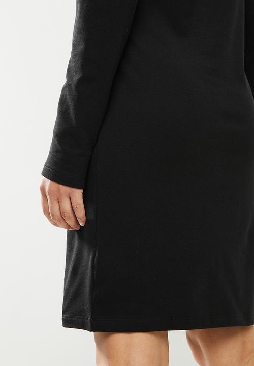 POLO - Renni exclusive long sleeve rhinestone golfer dress - black