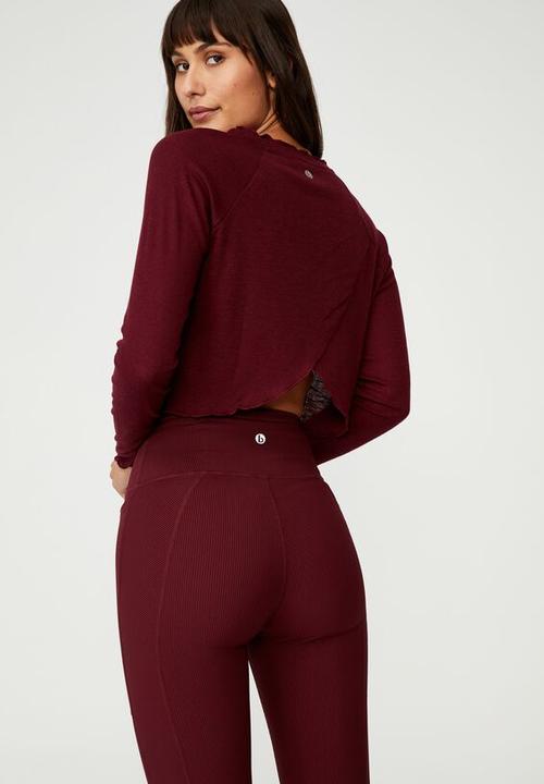 Cotton On - Raglan cross back long sleeve top - mulberry