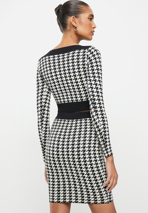 SISSY BOY - Tivola: houndstooth lurex crop top - black & gold