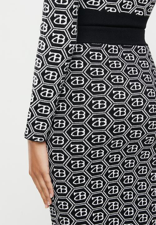 SISSY BOY - Sienna: all over repeat logo knit skirt - black & white