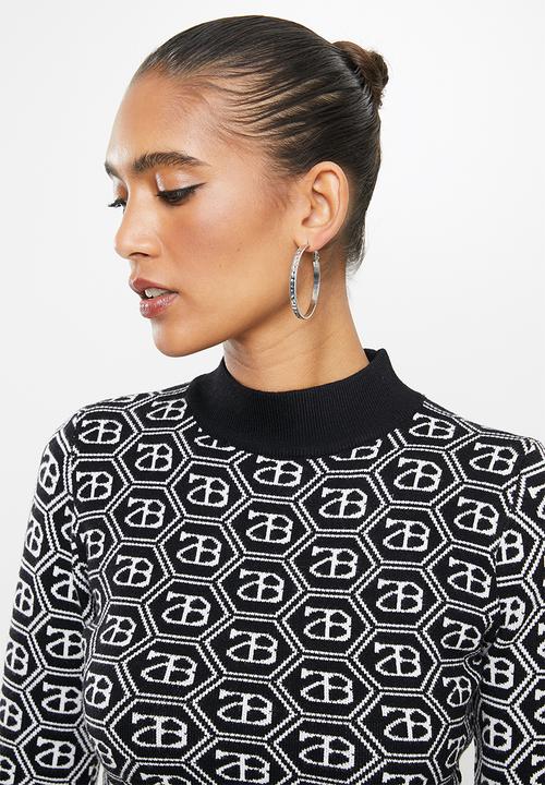 SISSY BOY - Sienna: all over repeat logo knit sweat - black & white