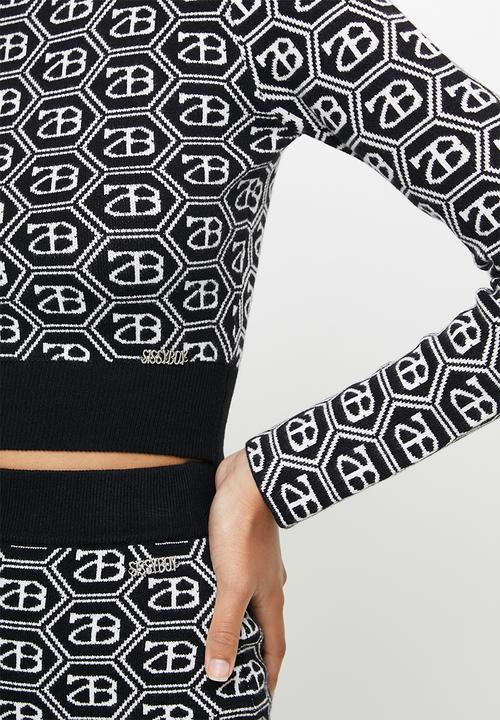 SISSY BOY - Sienna: all over repeat logo knit sweat - black & white