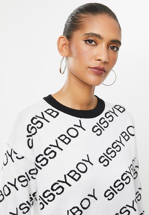 SISSY BOY - Kait: all-over logo knit with long sleeves - white