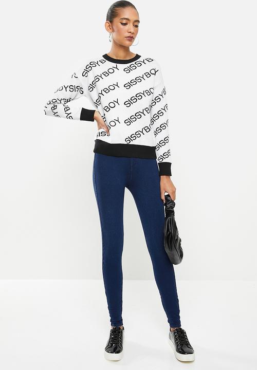 SISSY BOY - Kait: all-over logo knit with long sleeves - white