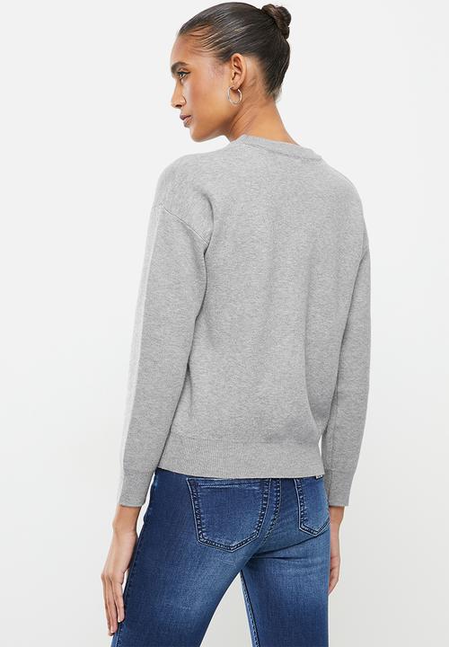 SISSY BOY - Carla: knit sweater with all across branding - grey 