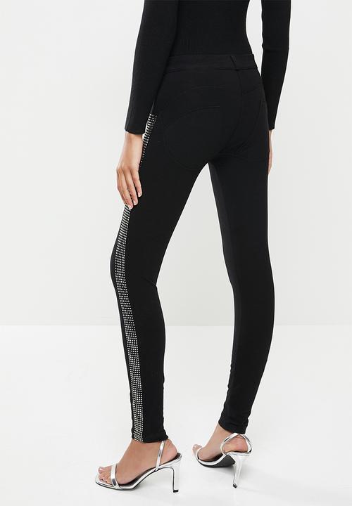 SISSY BOY - Joey: knit jegging with side bling tape - black