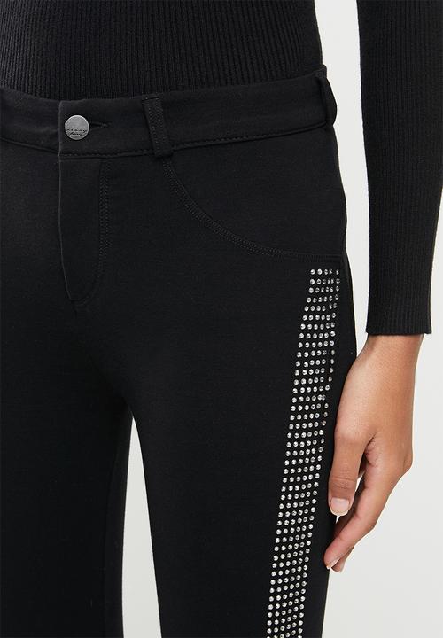 SISSY BOY - Joey: knit jegging with side bling tape - black